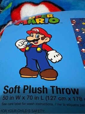 Nintendo Super Mario Plush Throw Blanket - Blue, Red, Brown